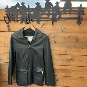 239.ANDREW MARC Aoditions New York Women’s Black Leather Jacket.